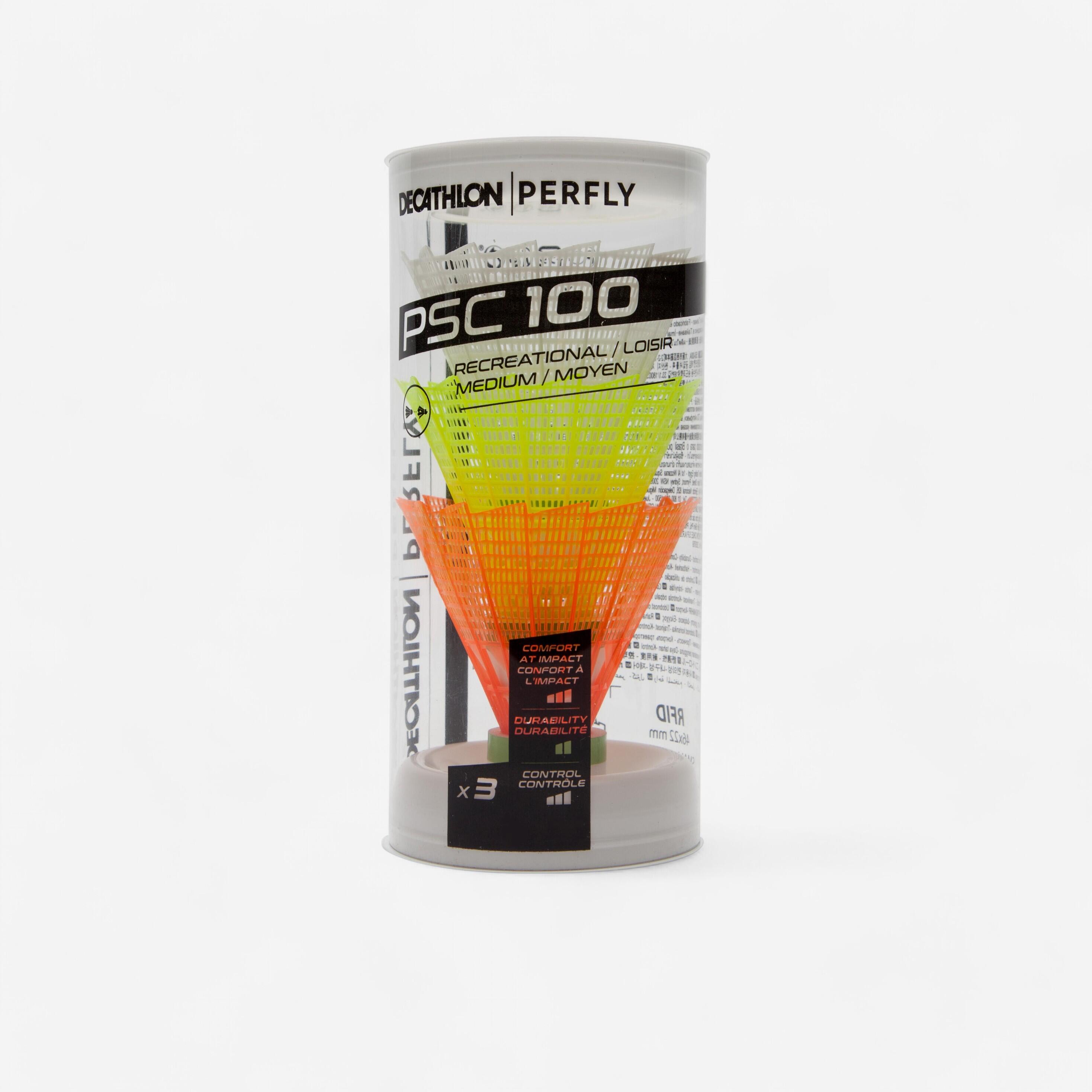 Ch plastic shuttlecock psc 100  medium x 3 wh gr or