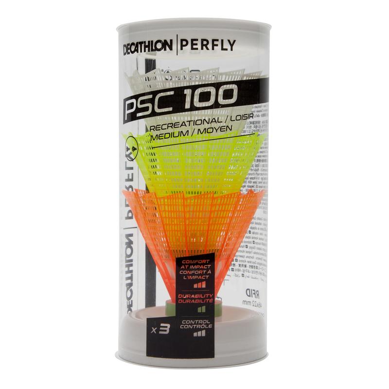 Lotka do badmintona plastikowa Perfly PSC 100 Medium x3 sztuki