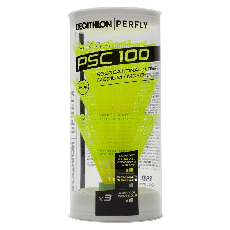中速塑膠羽毛球PSC 100（3入）－黃色