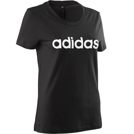 Crno-bela ženska sportska majica kratkih rukava 500