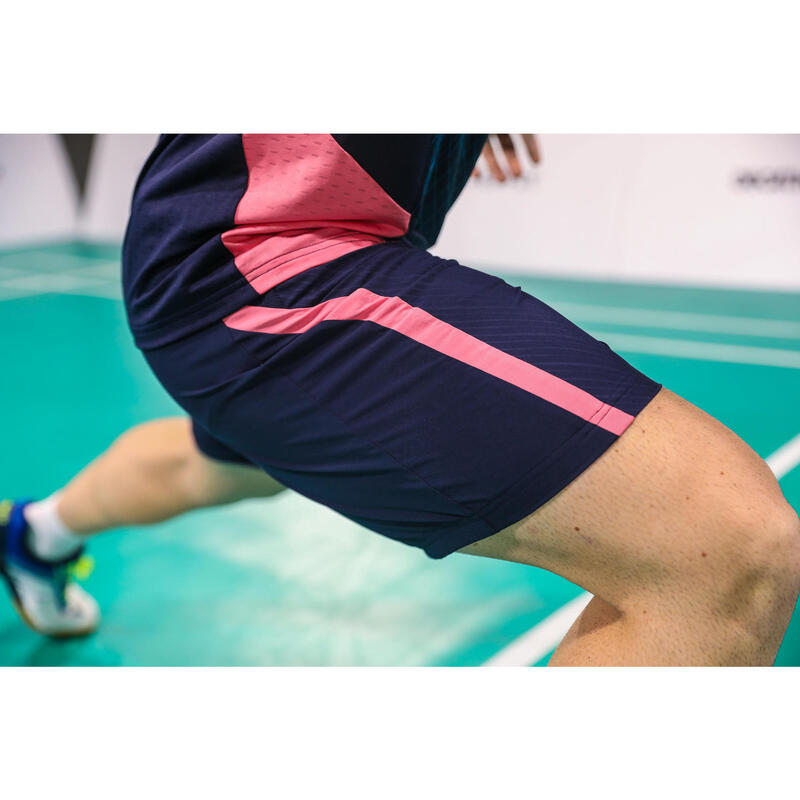 Pantalón corto de bádminton perfly 560 hombre negro y rosa