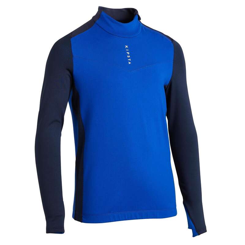 JR COLD WEATHER OUTFIT Football - 1/2 Zip Sweatshirt T900 - Blue KIPSTA - Football Clothing