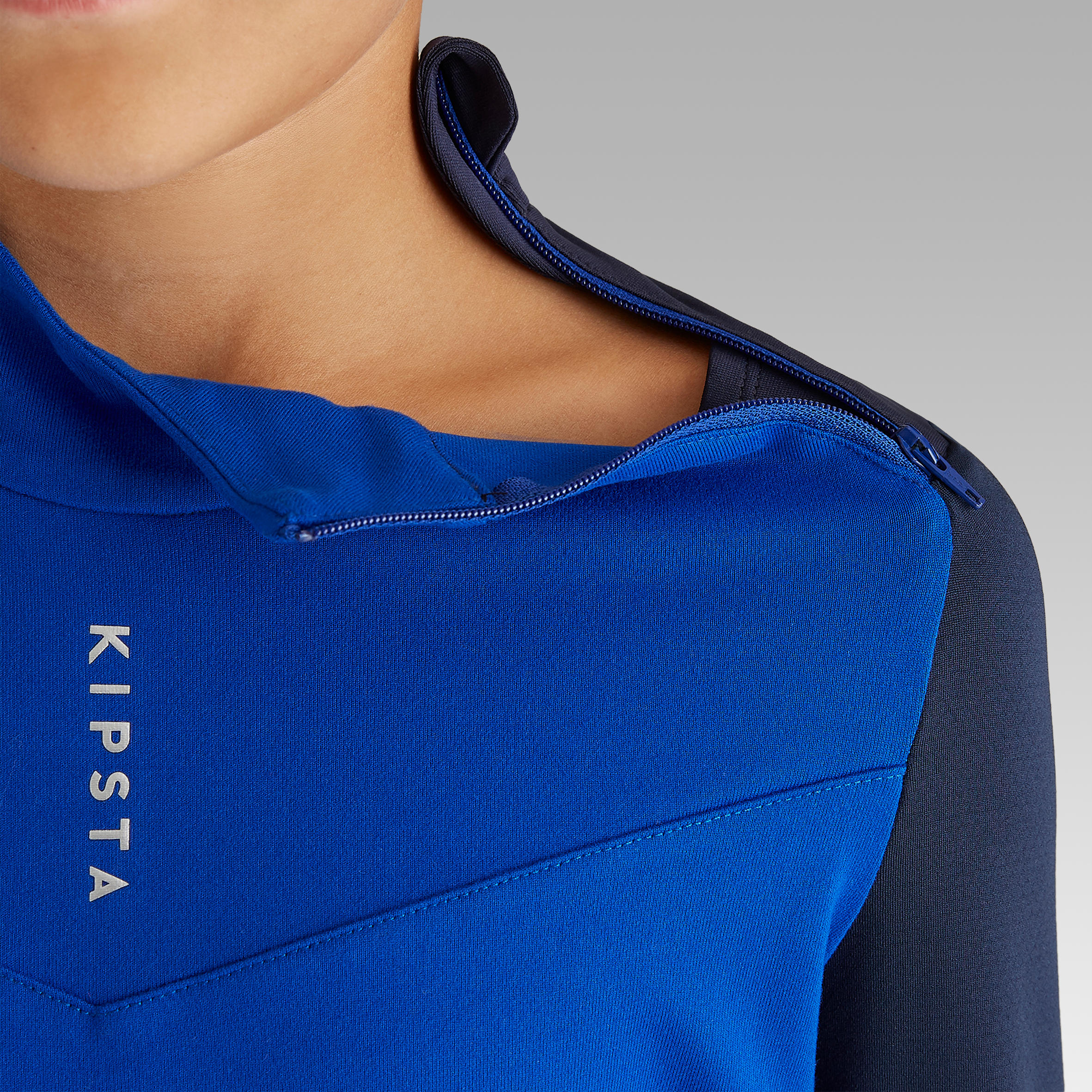 T900 Kids' Half-Zip Football Training Sweatshirt - Blue/Grey 8/12