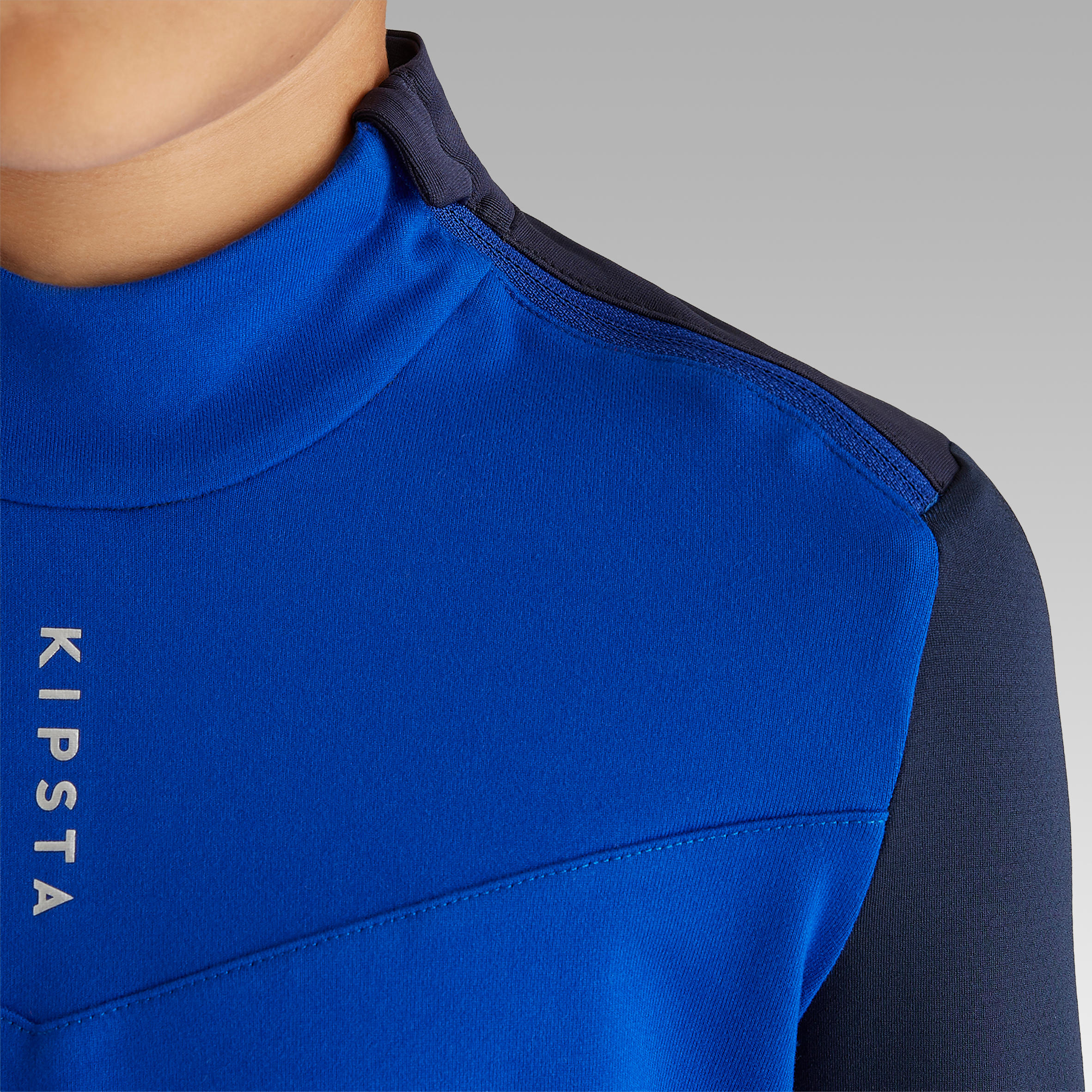 T900 Kids' Half-Zip Football Training Sweatshirt - Blue/Grey 6/12