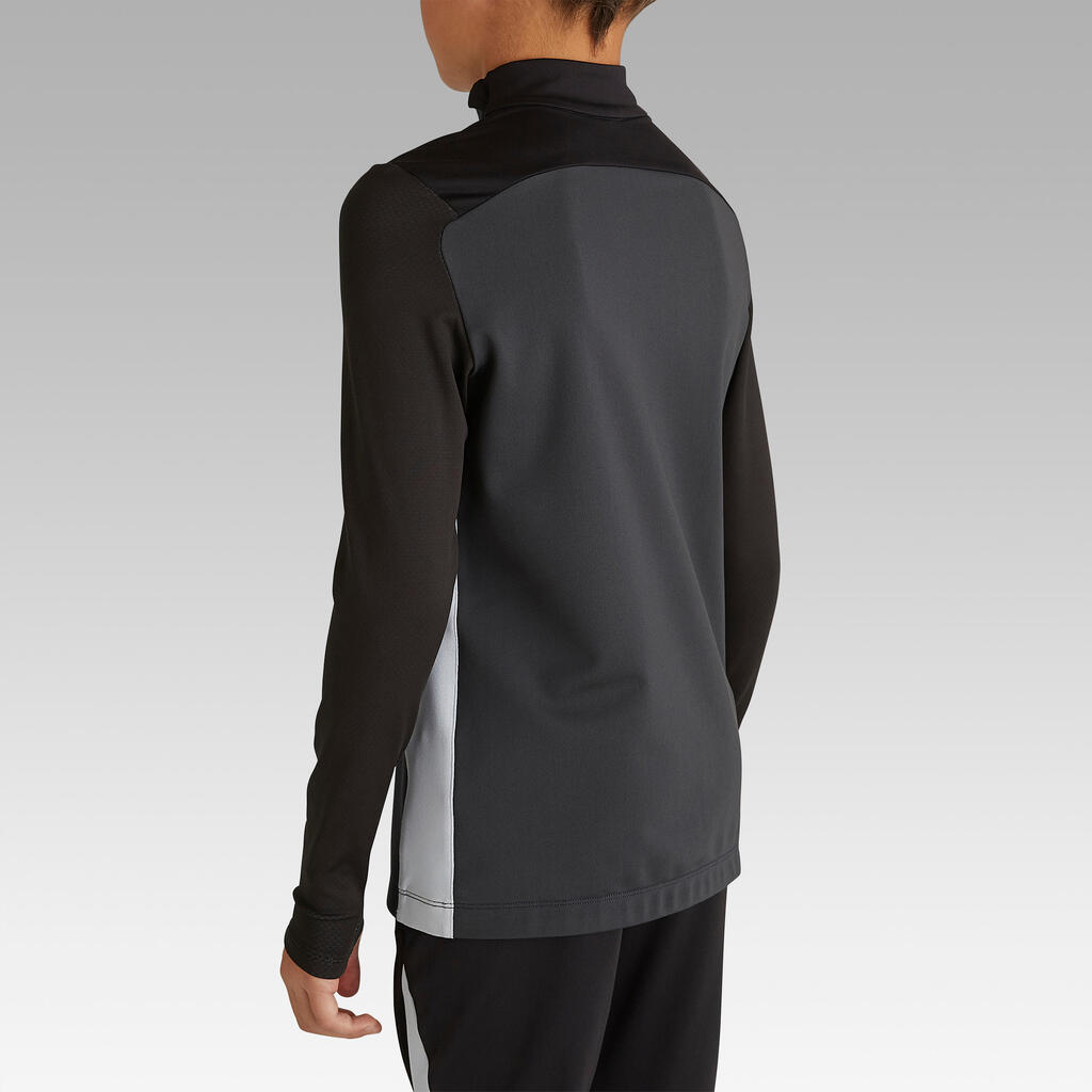 Kids' 1/2 Zip Football Sweatshirt T900 - Black/Grey