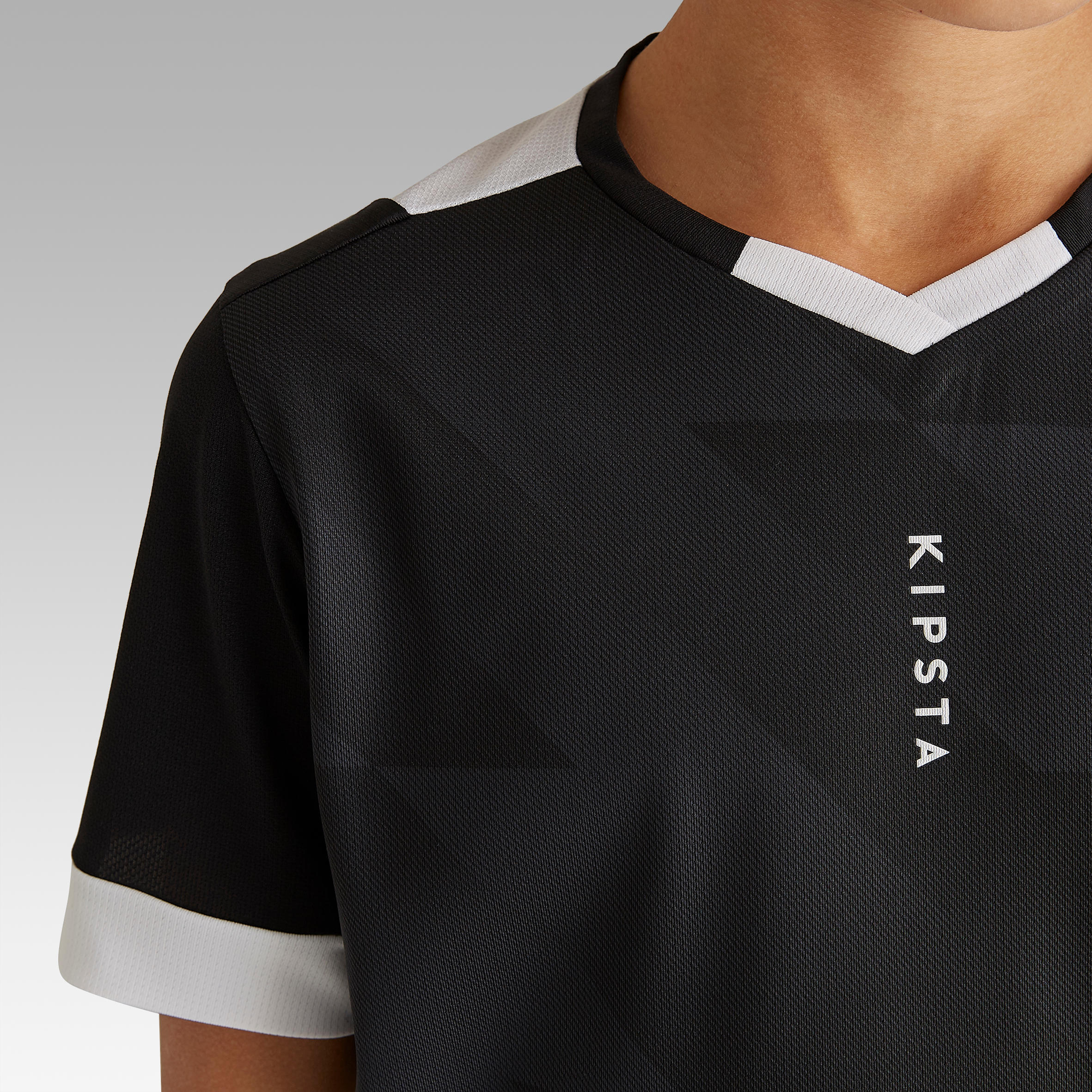 F500 Kids' Short-Sleeved Football Shirt - Black/White 6/10