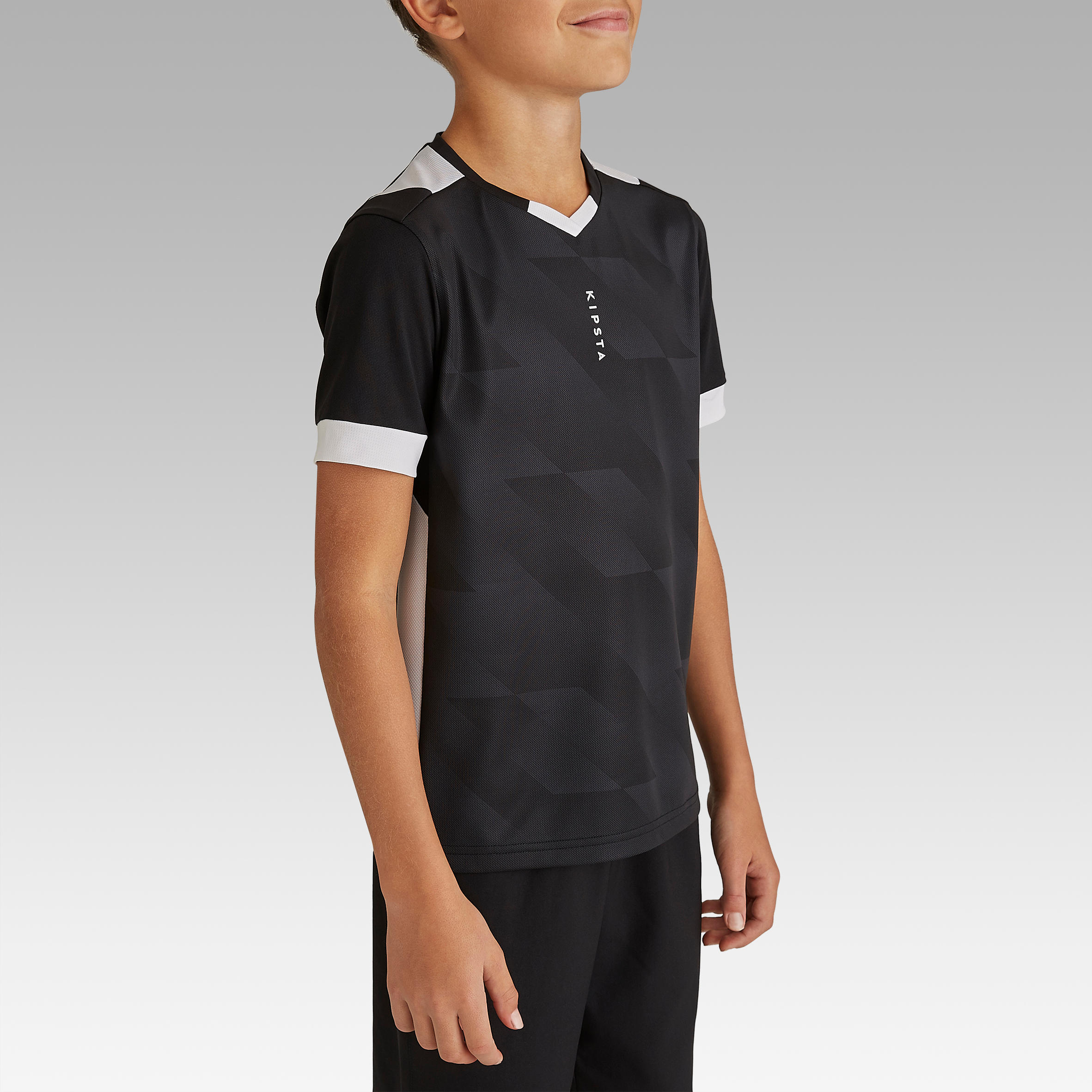 F500 Kids' Short-Sleeved Football Shirt - Black/White 3/10