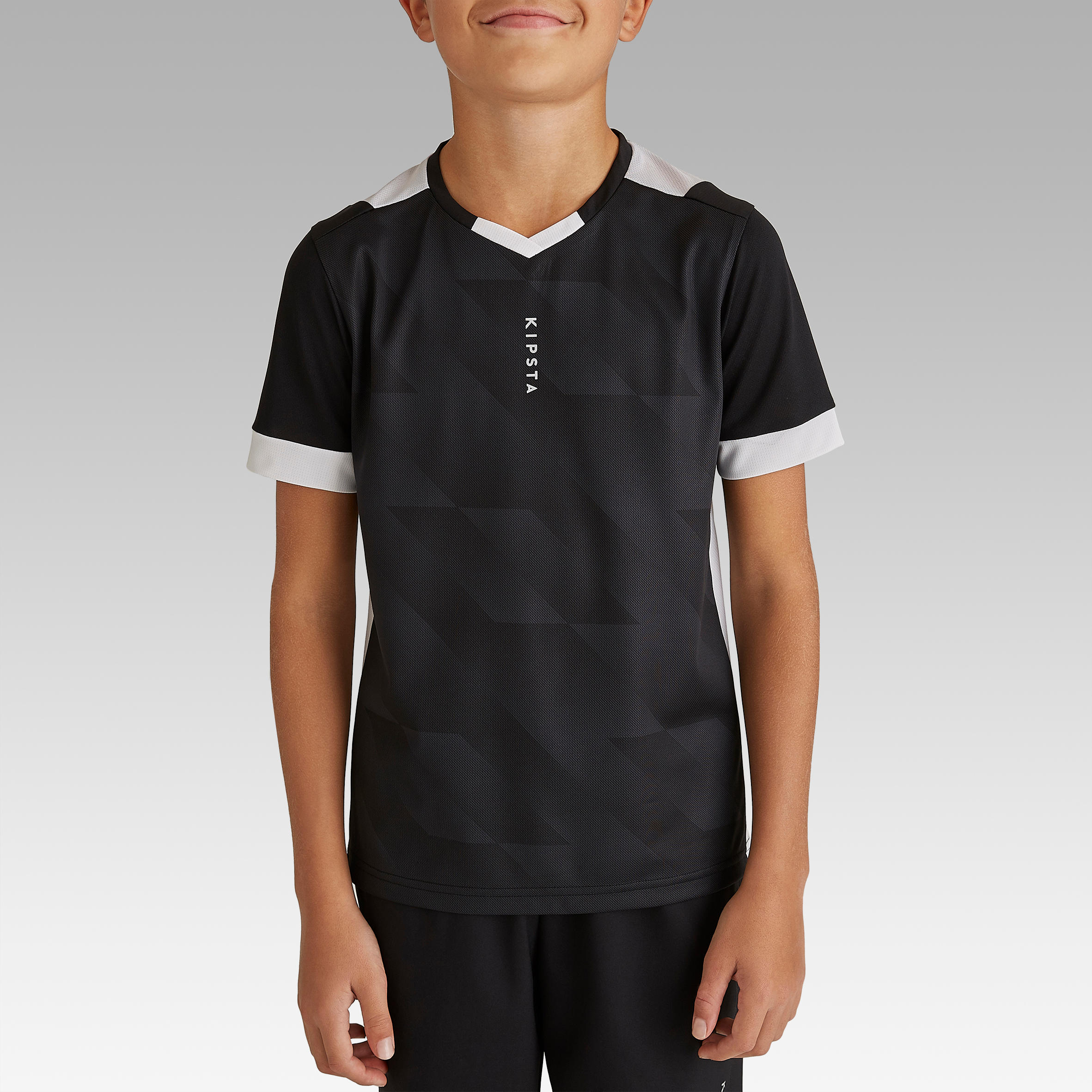 F500 Kids' Short-Sleeved Football Shirt - Black/White 2/10