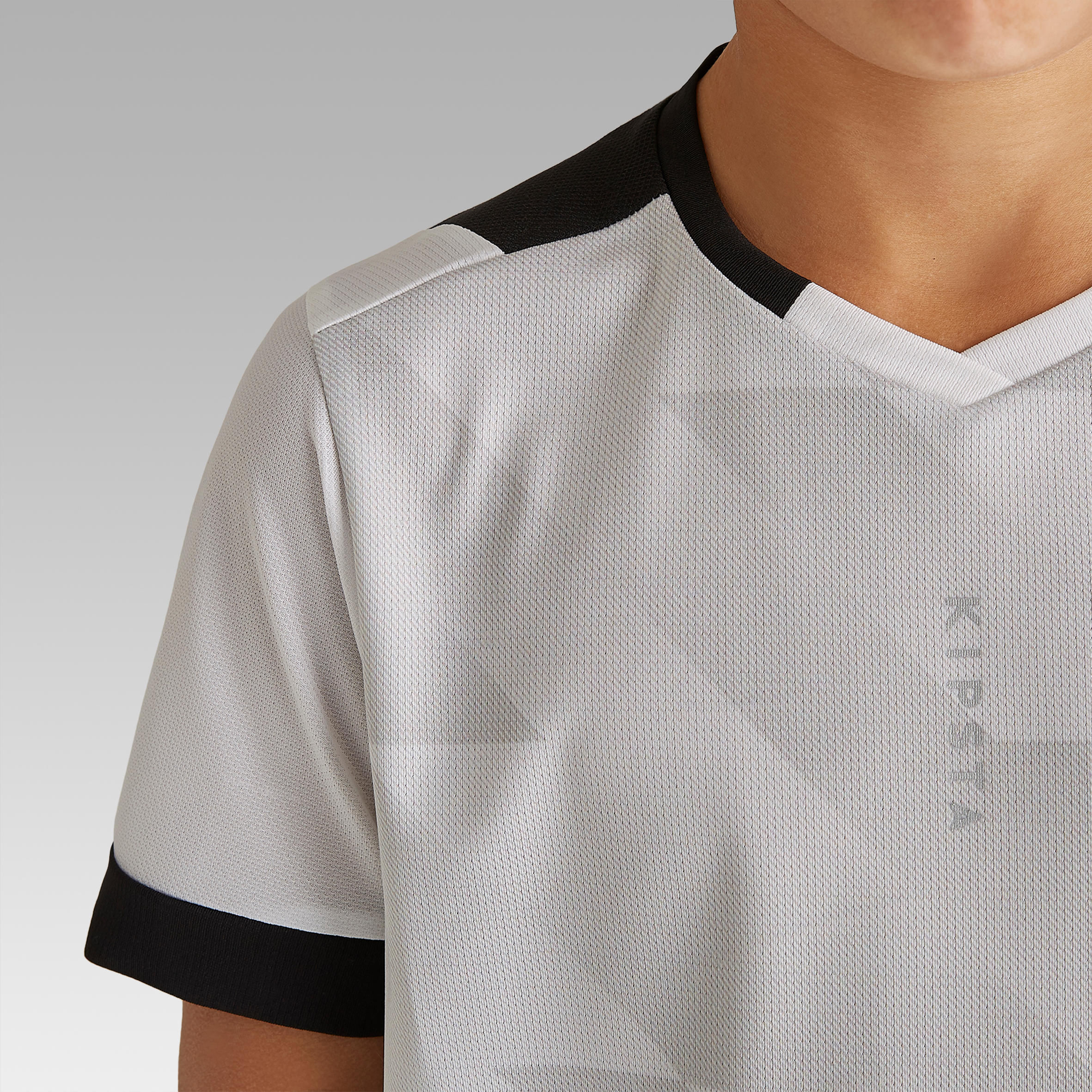 F500 Kids' Short-Sleeved Football Shirt - White/Black 6/10