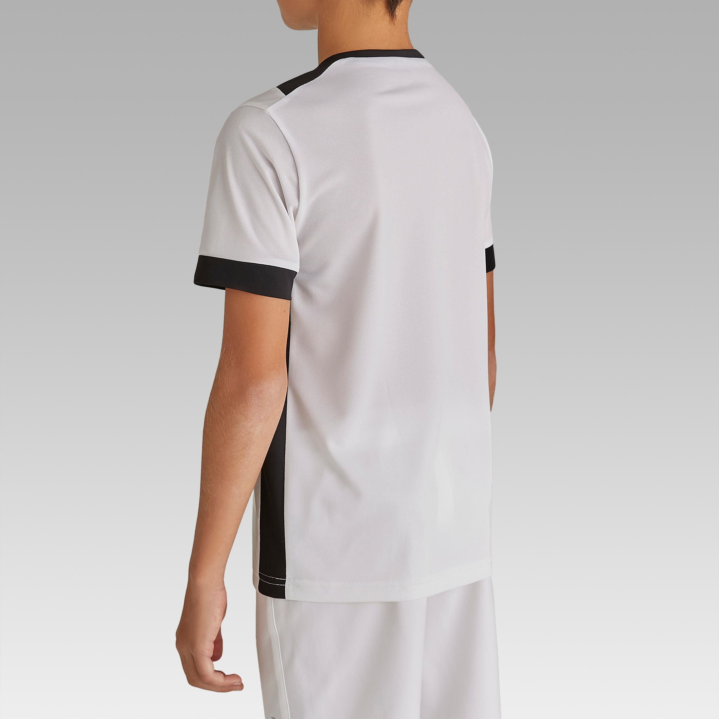 F500 Kids' Short-Sleeved Football Shirt - White/Black 5/10
