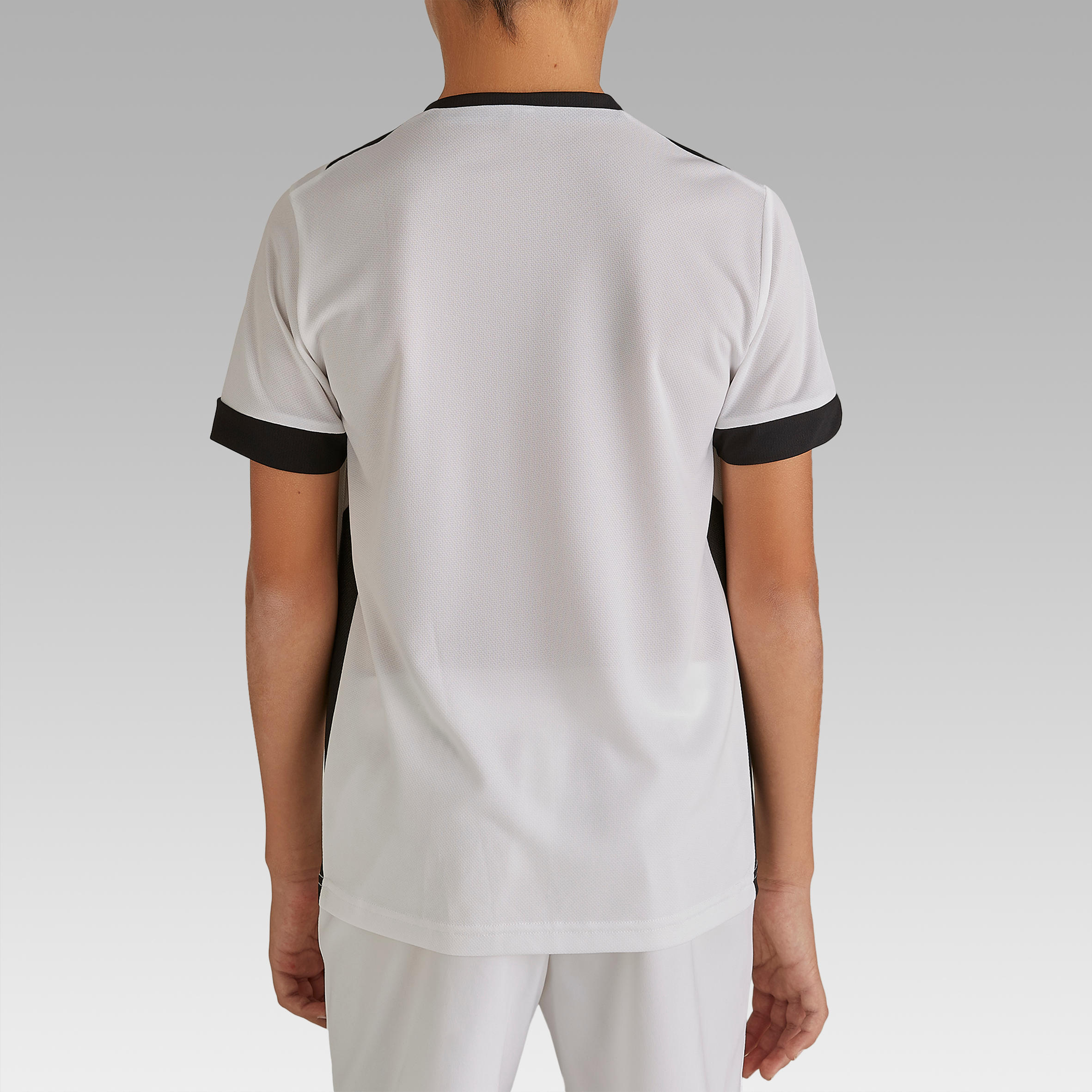 F500 Kids' Short-Sleeved Football Shirt - White/Black 4/10