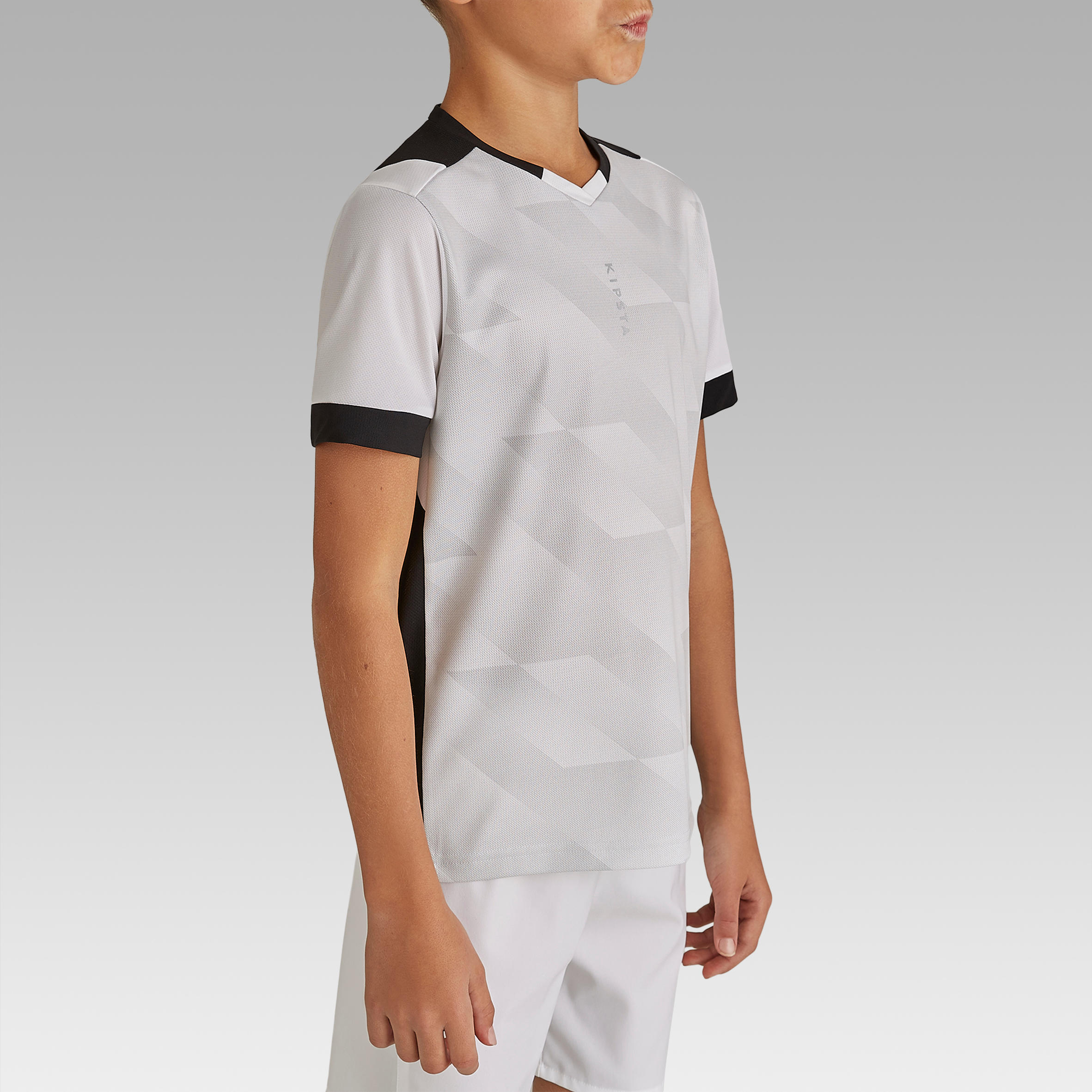 F500 Kids' Short-Sleeved Football Shirt - White/Black 3/10