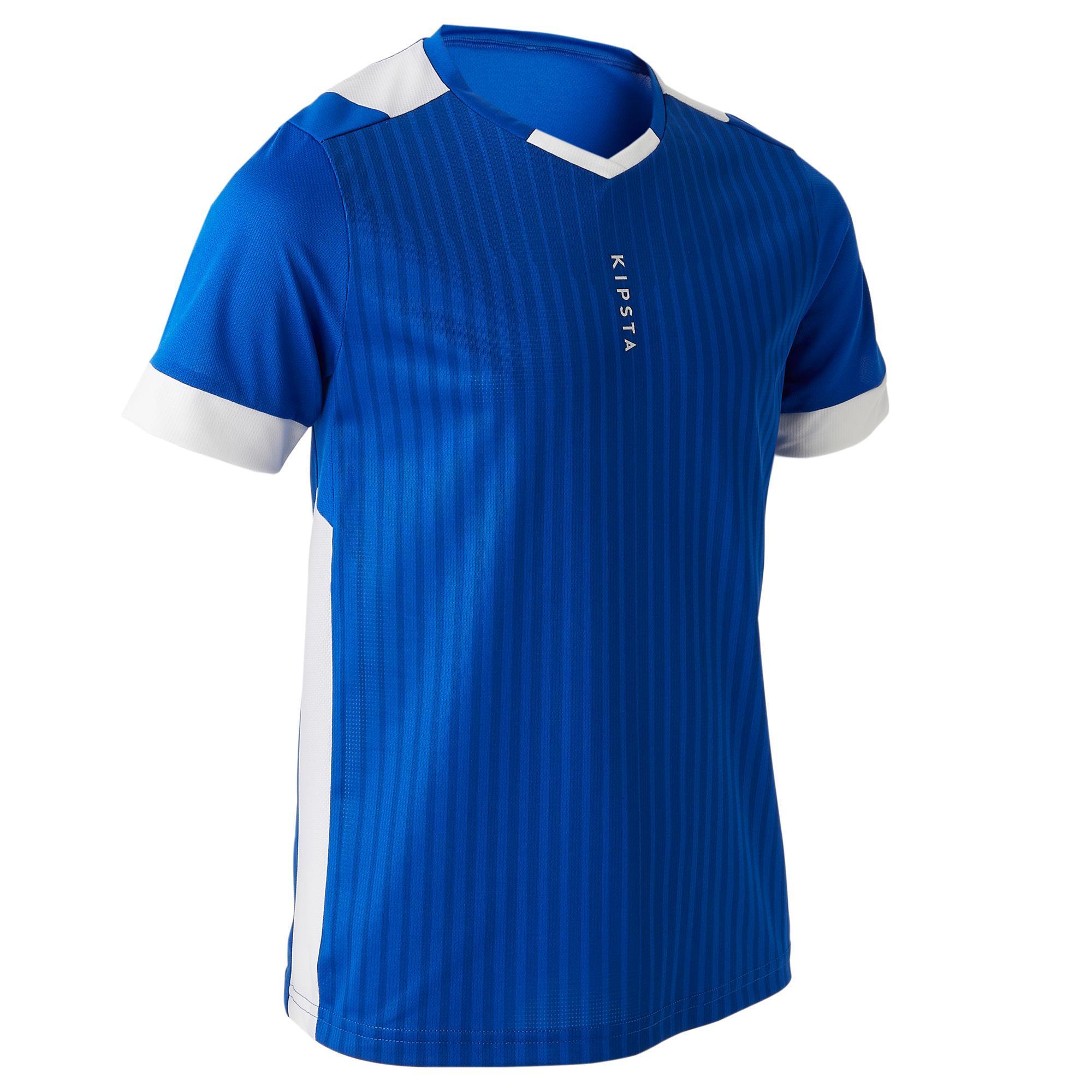 Tricou Fotbal F500 Albastru Copii decathlon.ro imagine 2022