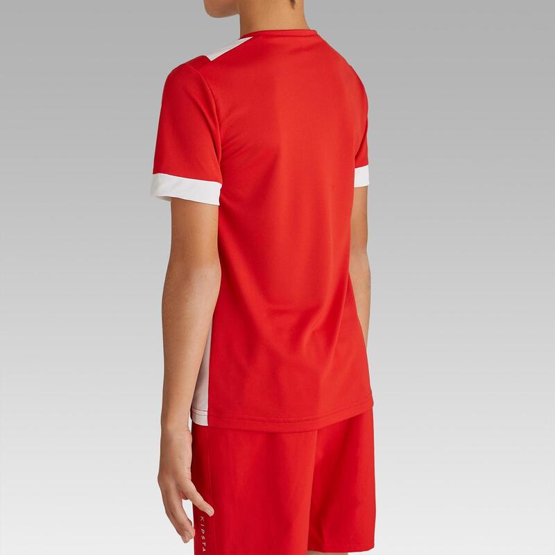 Camisola de Futebol F500 Criança Manga Curta Vermelho