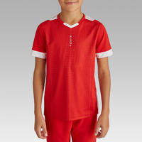 Maillot de football enfant manche courte F500 rouge et blanc