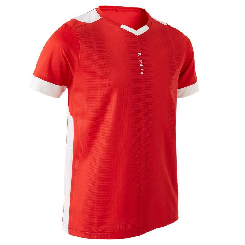 Maillot de football enfant manche courte F500 rouge et blanc