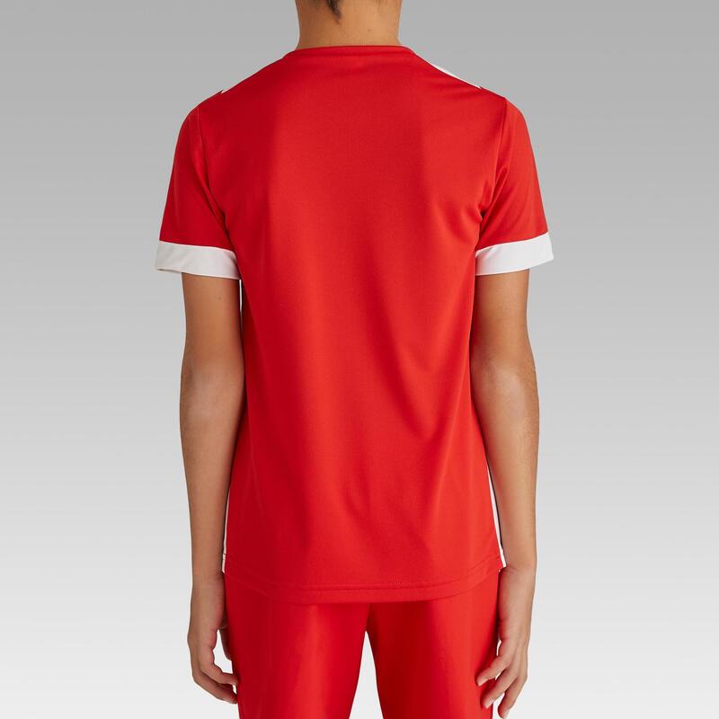 Camiseta de Fútbol Kipsta F500 Niños Rojo y Blanco