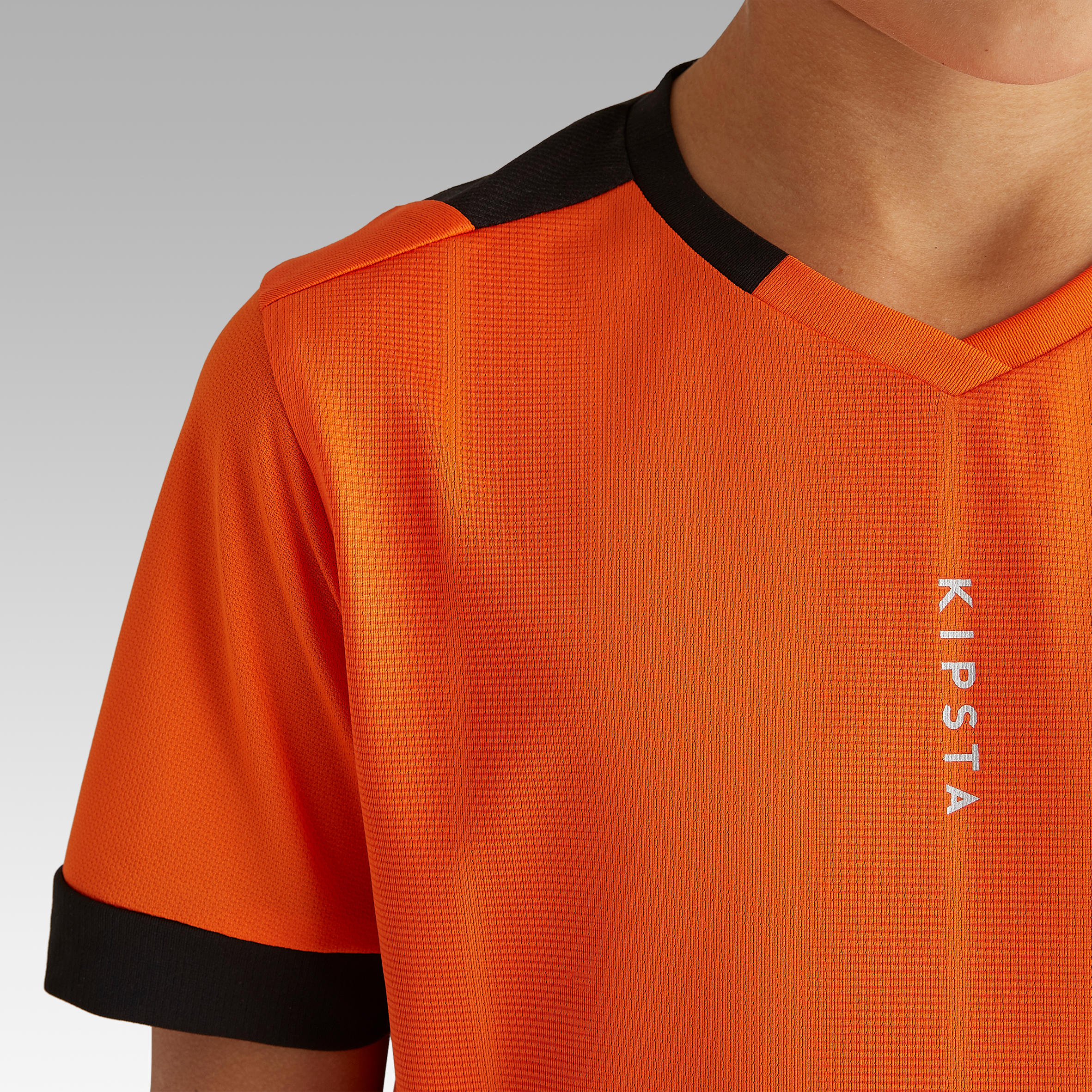 F500 Kids' Short-Sleeved Football Shirt - Orange/Black 6/9