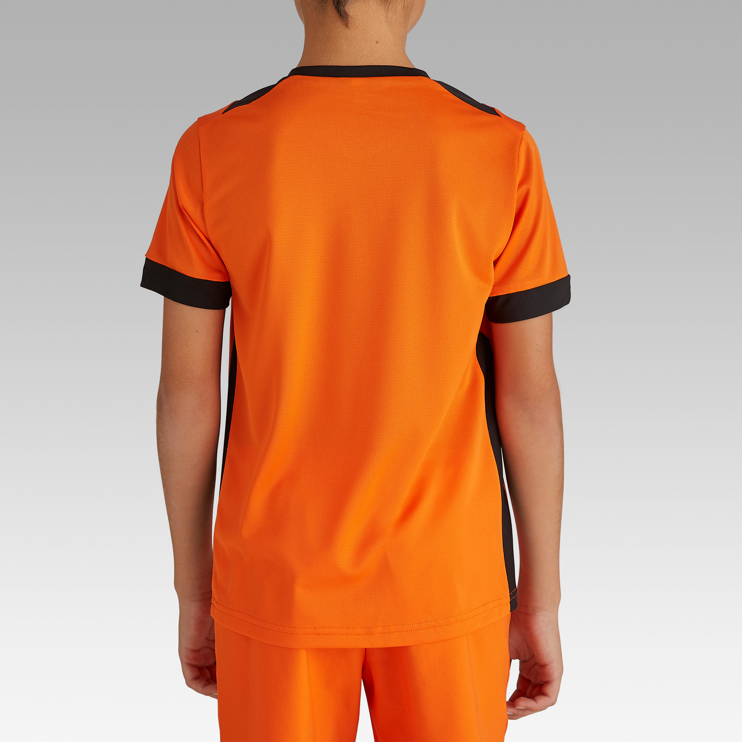 F500 Kids' Short-Sleeved Football Shirt - Orange/Black 4/9