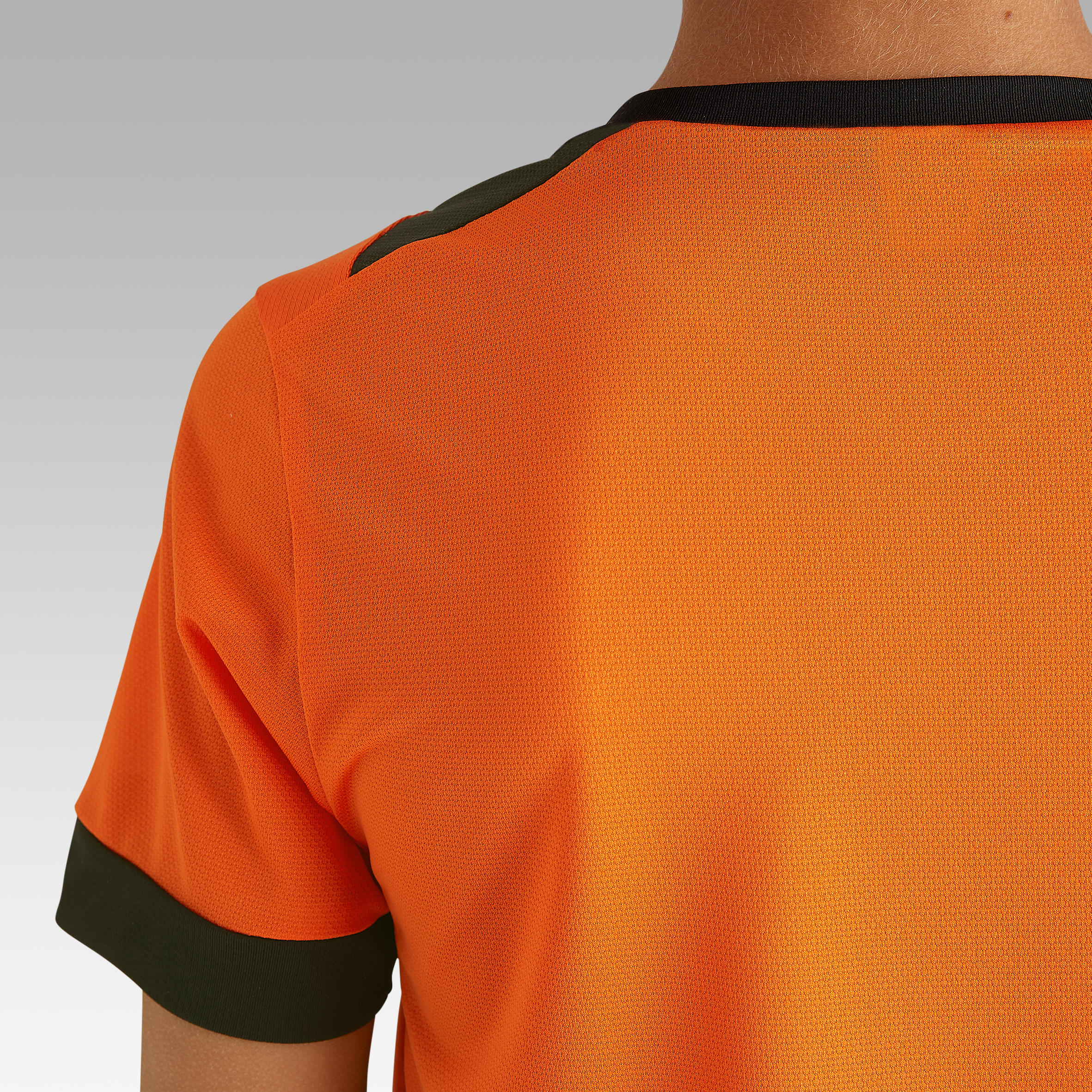 F500 Kids' Short-Sleeved Football Shirt - Orange/Black 7/9