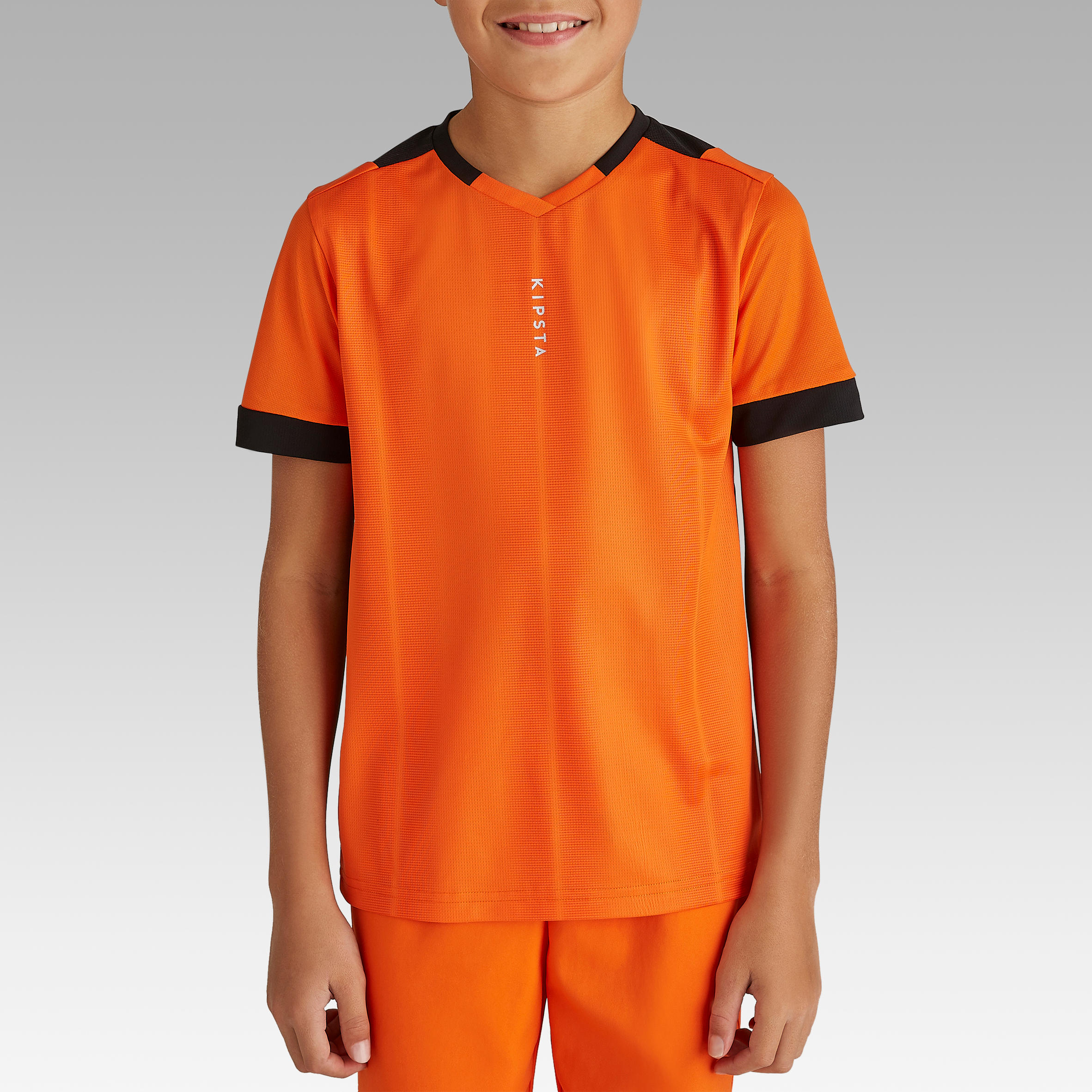 F500 Kids' Short-Sleeved Football Shirt - Orange/Black 2/9