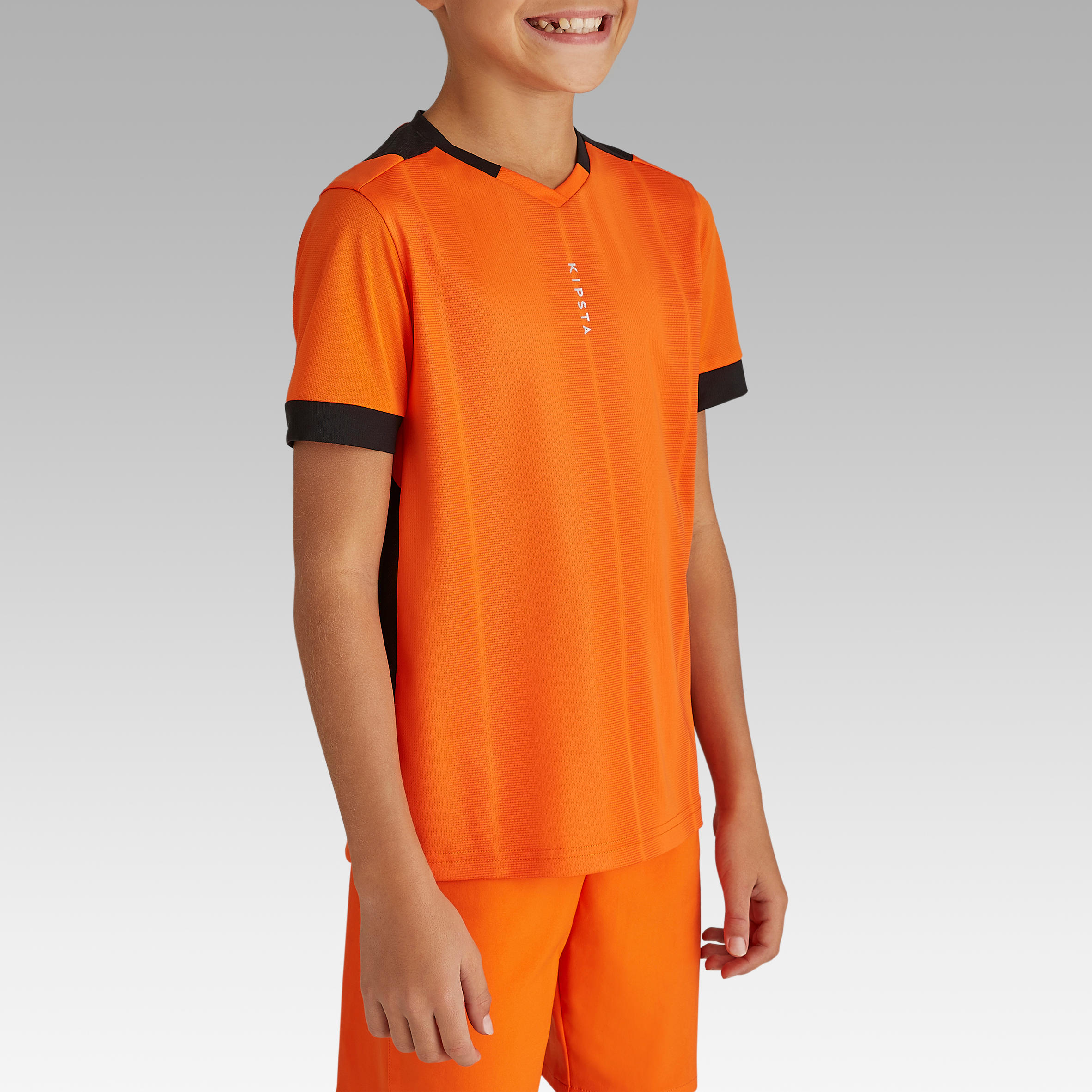 F500 Kids' Short-Sleeved Football Shirt - Orange/Black 3/9