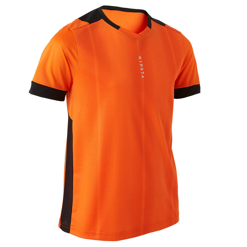 Maillot de football enfant manche courte F500 orange et noir