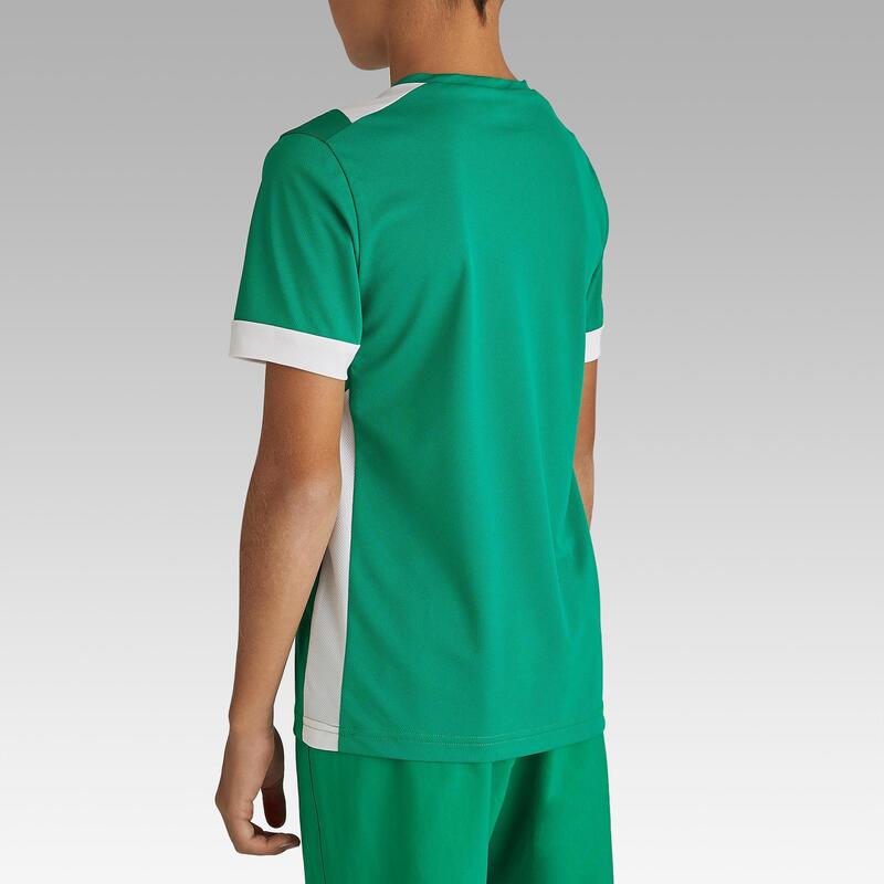 Camisola de Futebol F500 Criança Manga Curta Verde