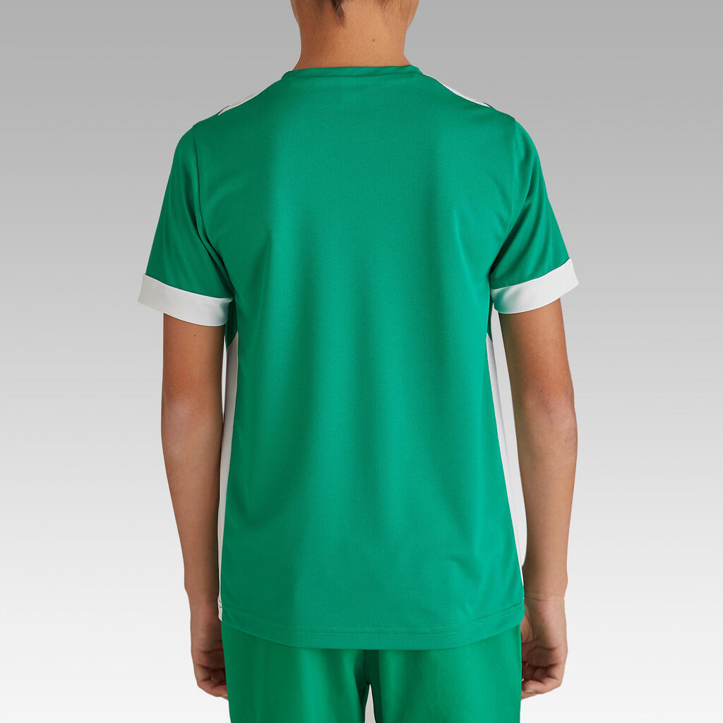 Kids' Short-Sleeved Football Shirt F500 - Green