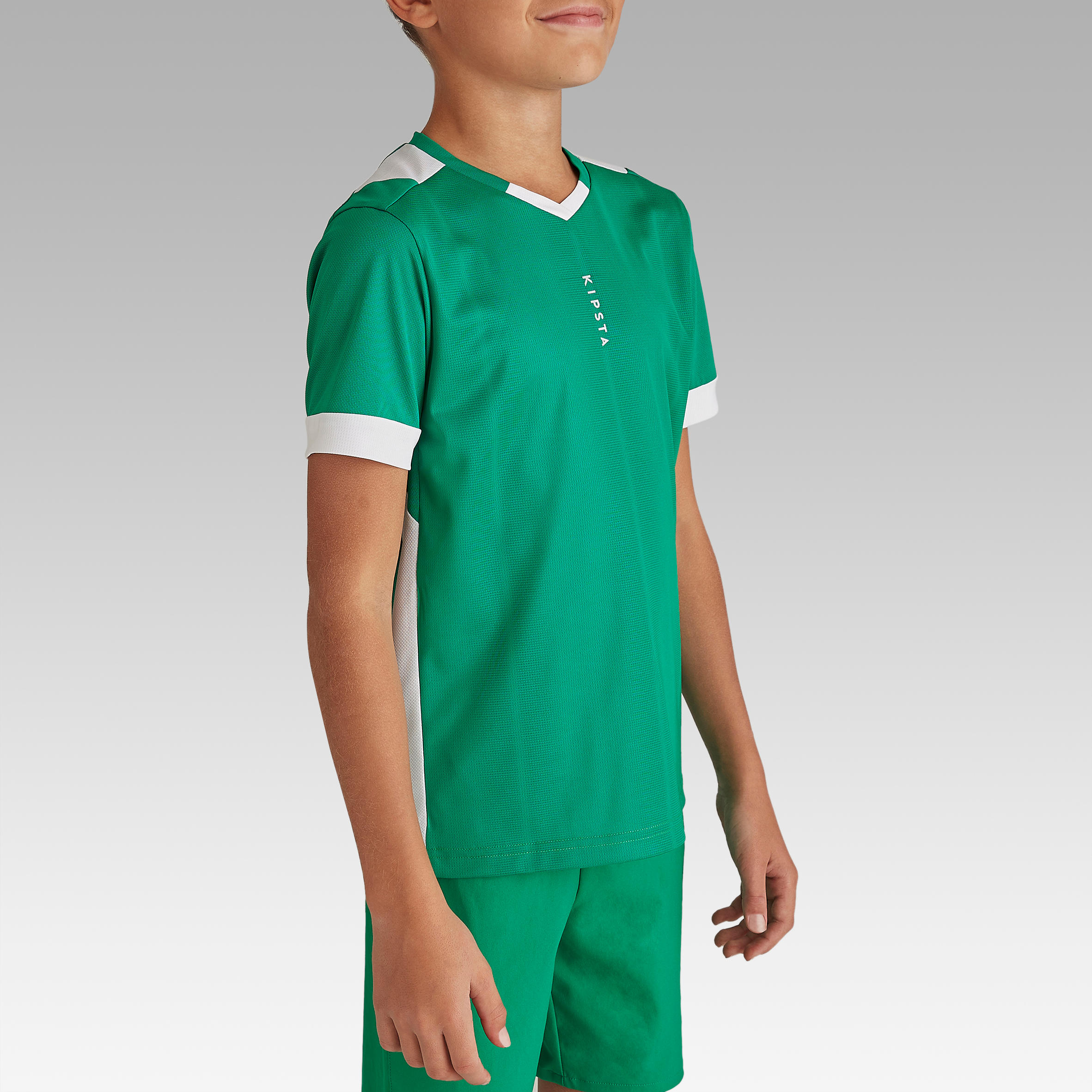 Kids' Short-Sleeved Football Shirt F500 - Green 3/9
