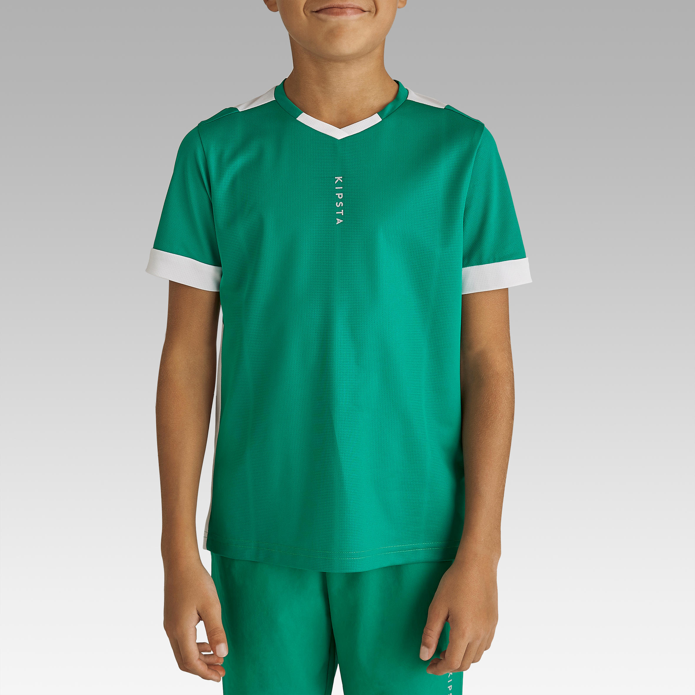 Kids' Short-Sleeved Football Shirt F500 - Green 2/9