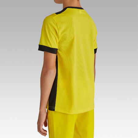 Kids' Short-Sleeved Football Shirt F500 - Yellow