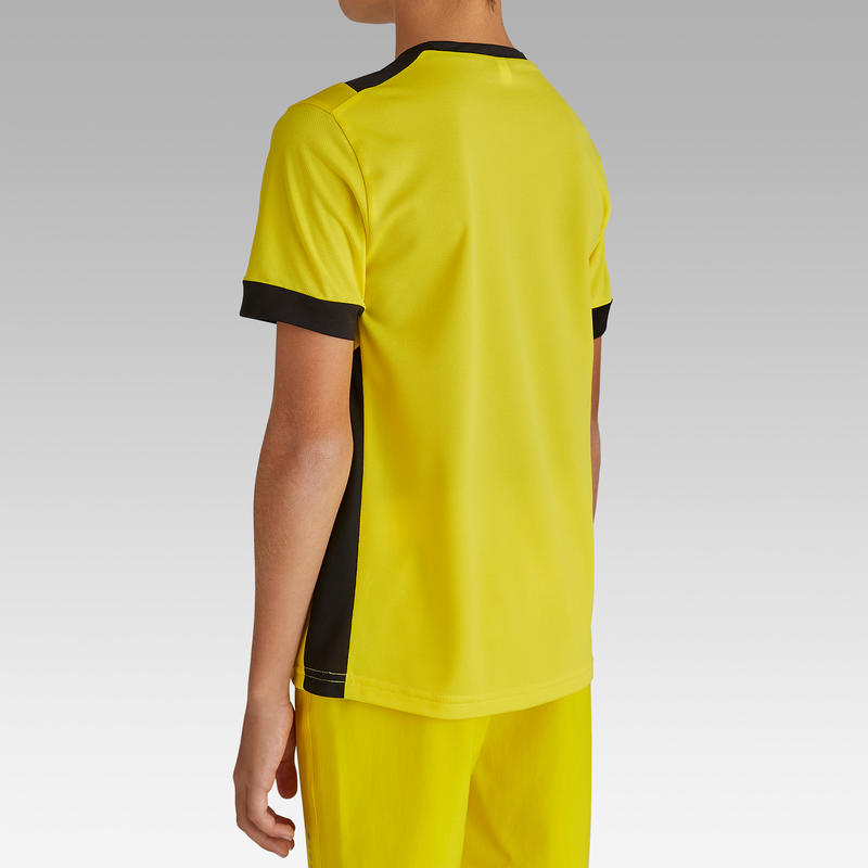 Kids' Short-Sleeved Football Shirt F500 - Yellow - Decathlon