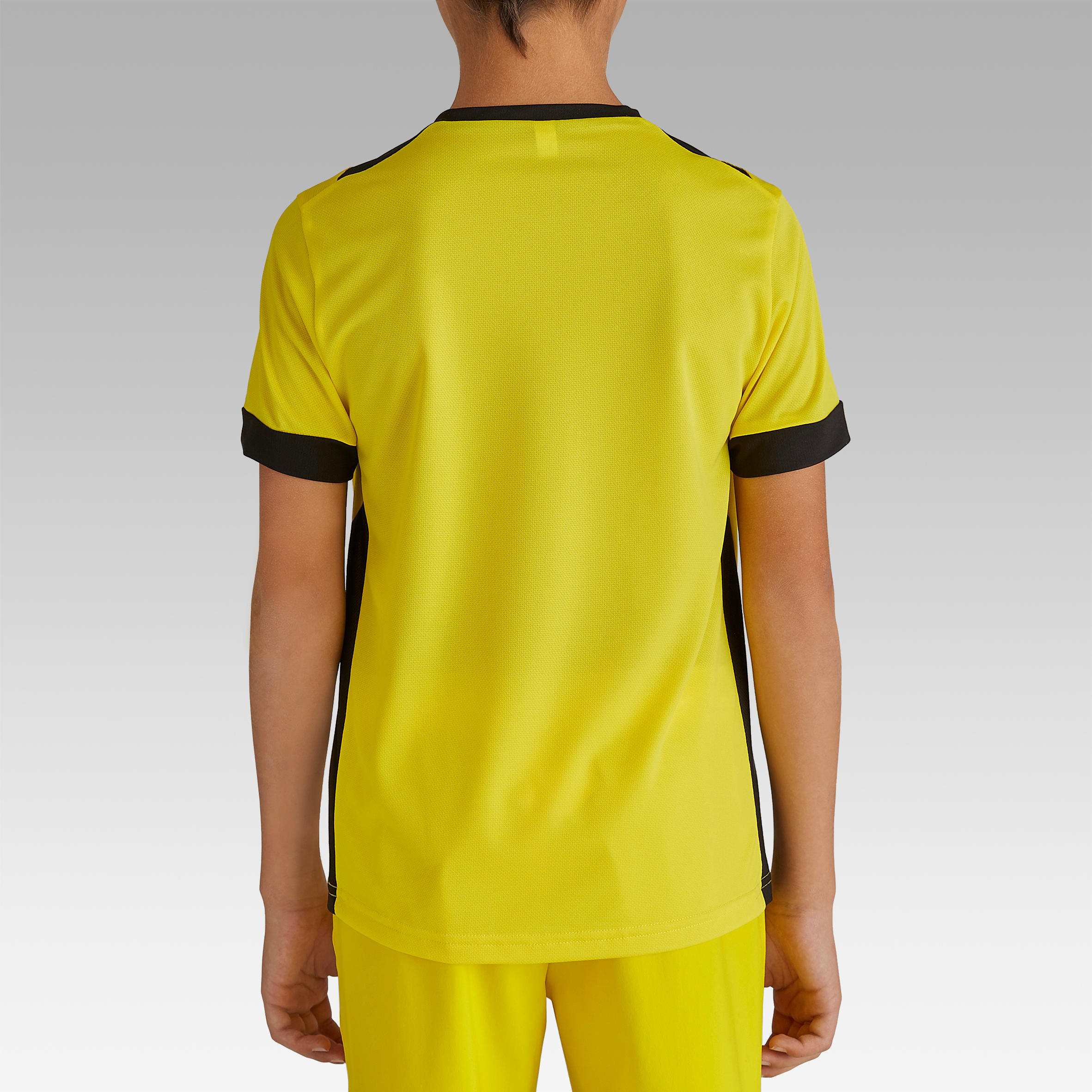 F500 Kids' Short-Sleeved Football Shirt - Yellow/Black 4/10