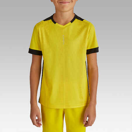 Kids' Short-Sleeved Football Shirt F500 - Yellow