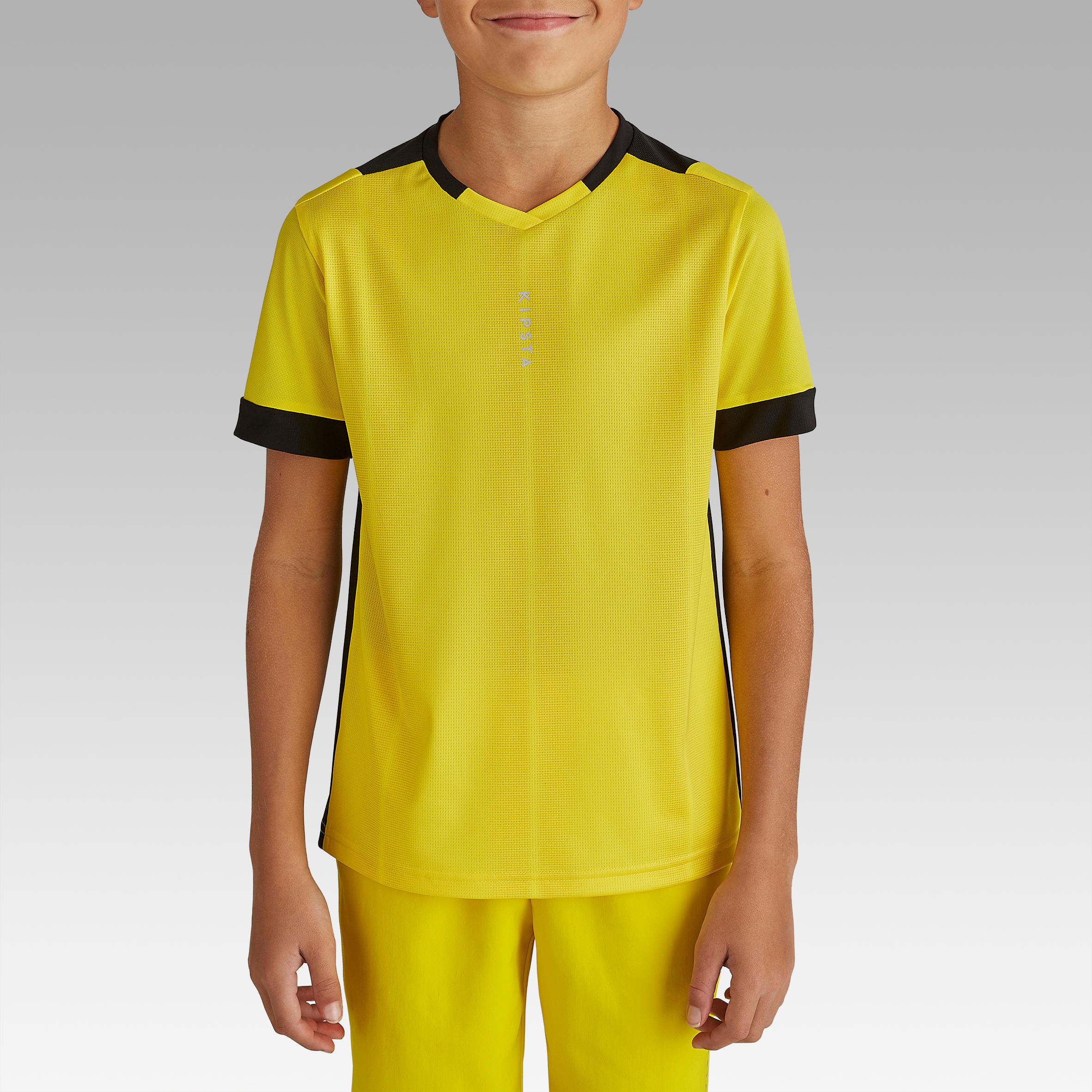 F500 Kids' Short-Sleeved Football Shirt - Yellow/Black 2/10