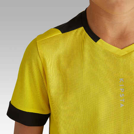 Kids' Short-Sleeved Football Shirt F500 - Yellow