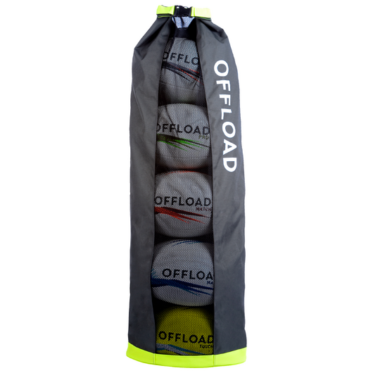 SAC A BALLON TUBE 5 BALLONS DE RUGBY KAKI