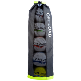 SAC A BALLON TUBE 5 BALLONS DE RUGBY KAKI