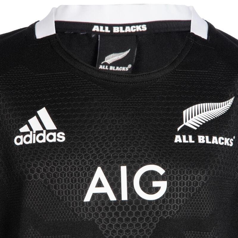 Maillot manches courtes de rugby replica All Blacks domicile enfant noir