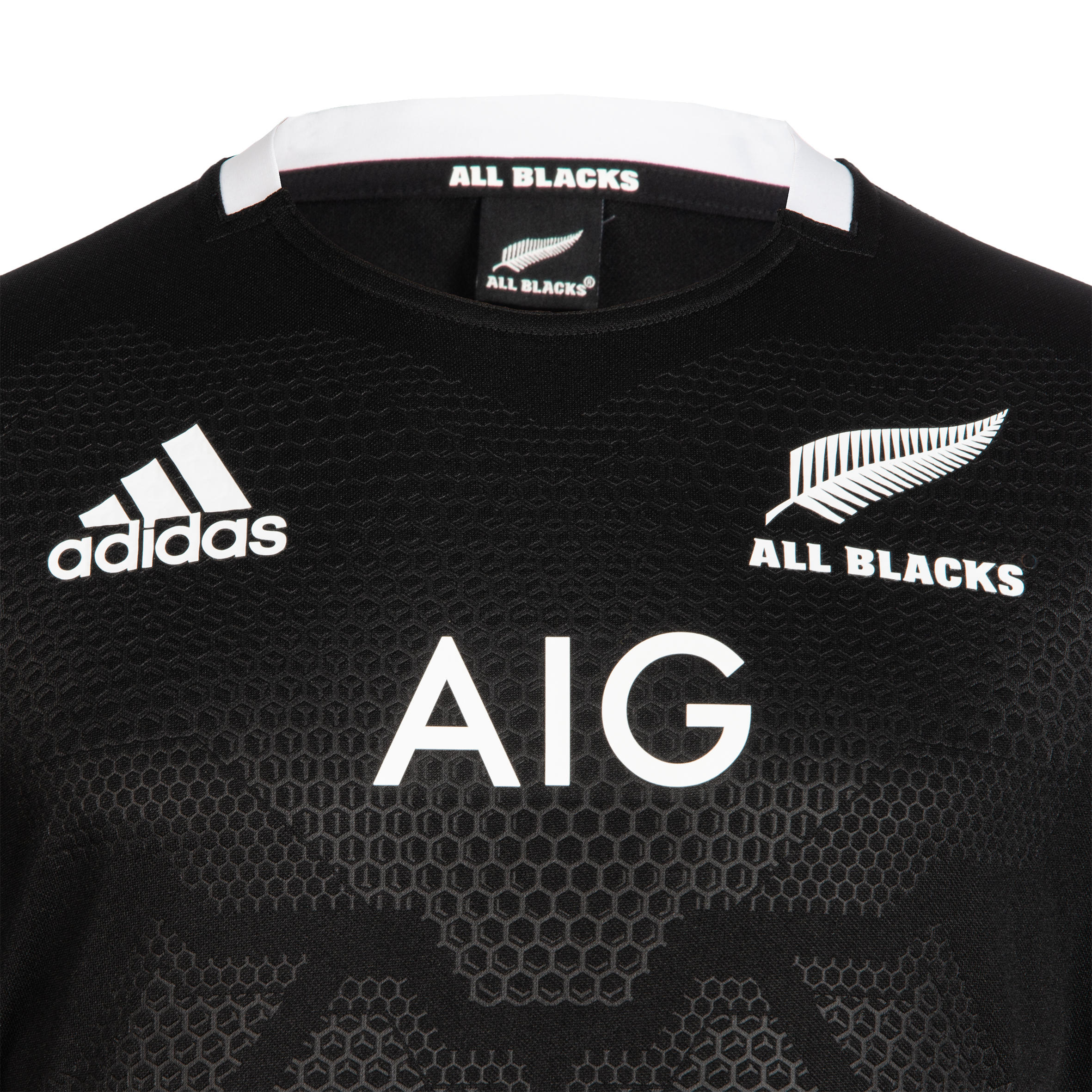 Adult Rugby Short-Sleeved All Blacks Replica Home Shirt - Black 3/6