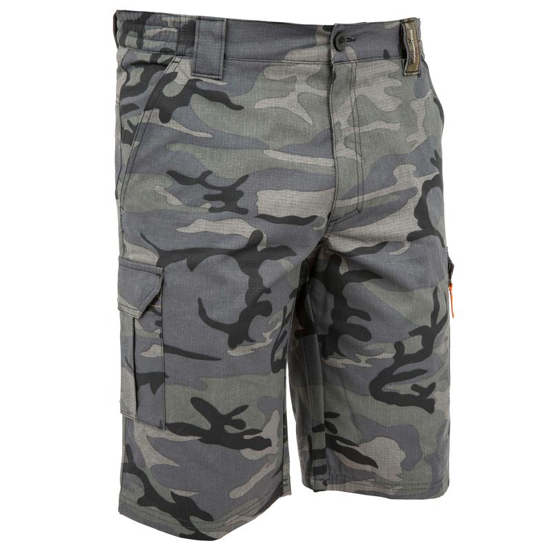 500 woodland camouflage Bermuda hunting shorts, black