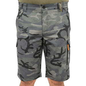 Bermudas Pantalon Corto De Caza Solognac 500 Hombre Camuflaje Woodland Negro