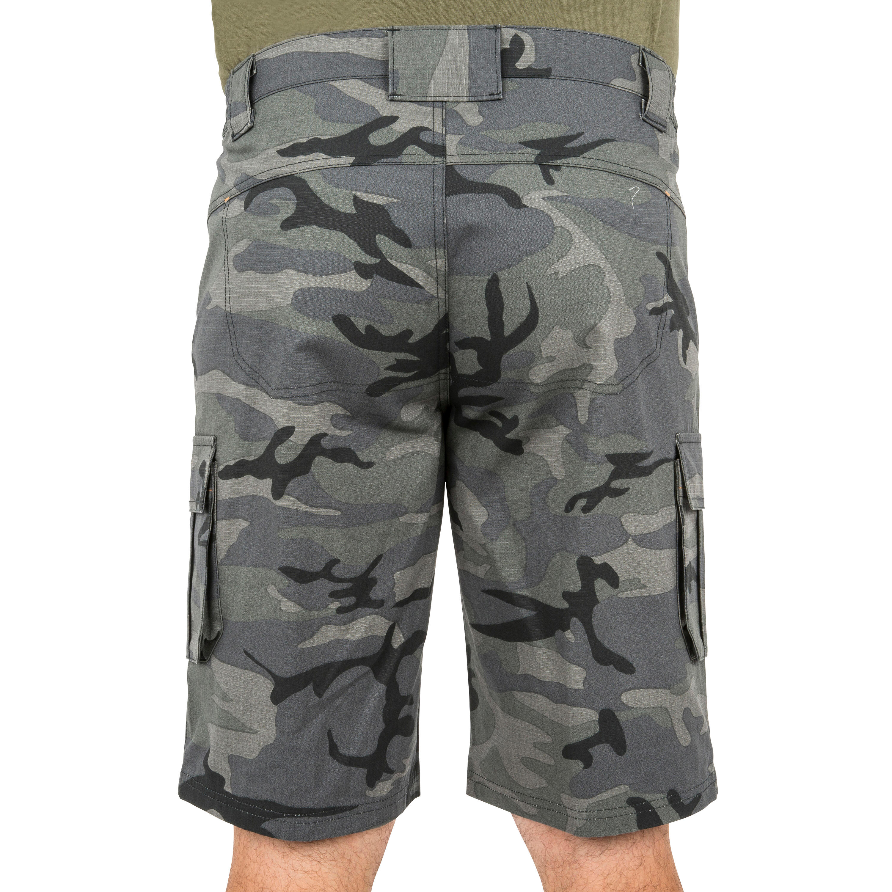 Jagdshorts/Bermuda Shorts 500 Cargo Camouflage Woodland schwarz 29/36
