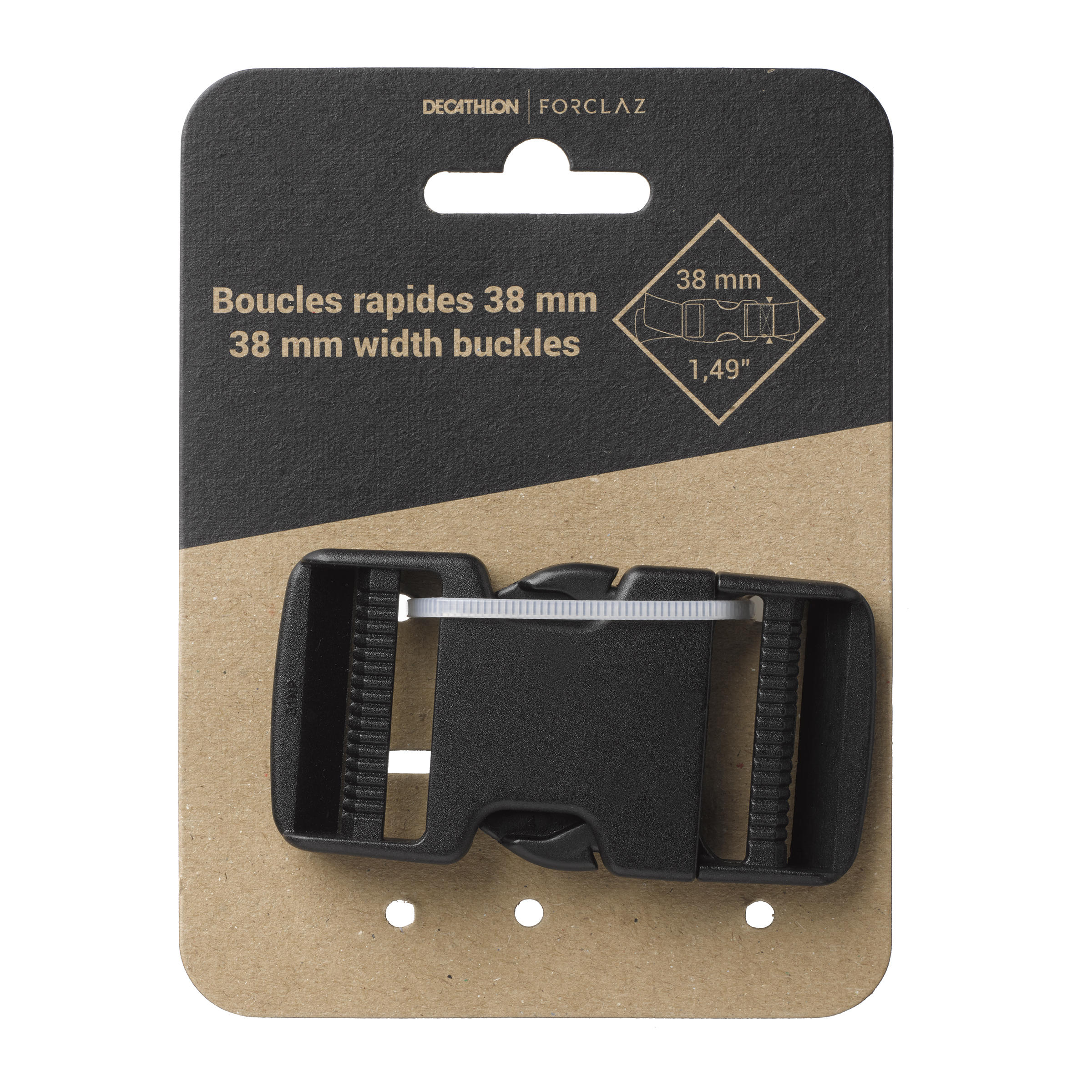 1 x 38mm Boucle Attache Rapide / Fermoir Clip / Plastique / Sécurité / Noir