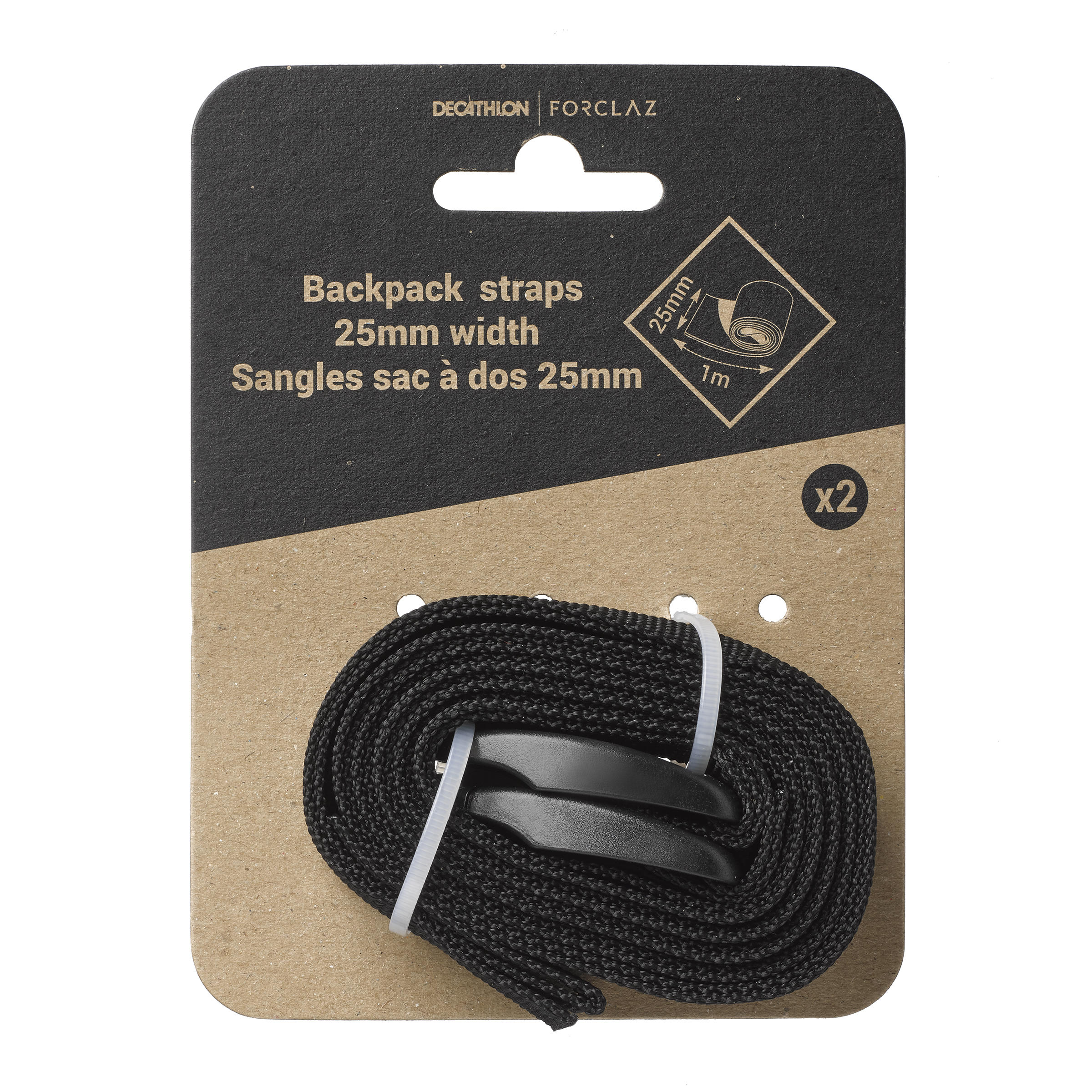QUECHUA Súprava 2 popruhov na stiahnutie trekingového batoha 25 mm × 1 m UNI