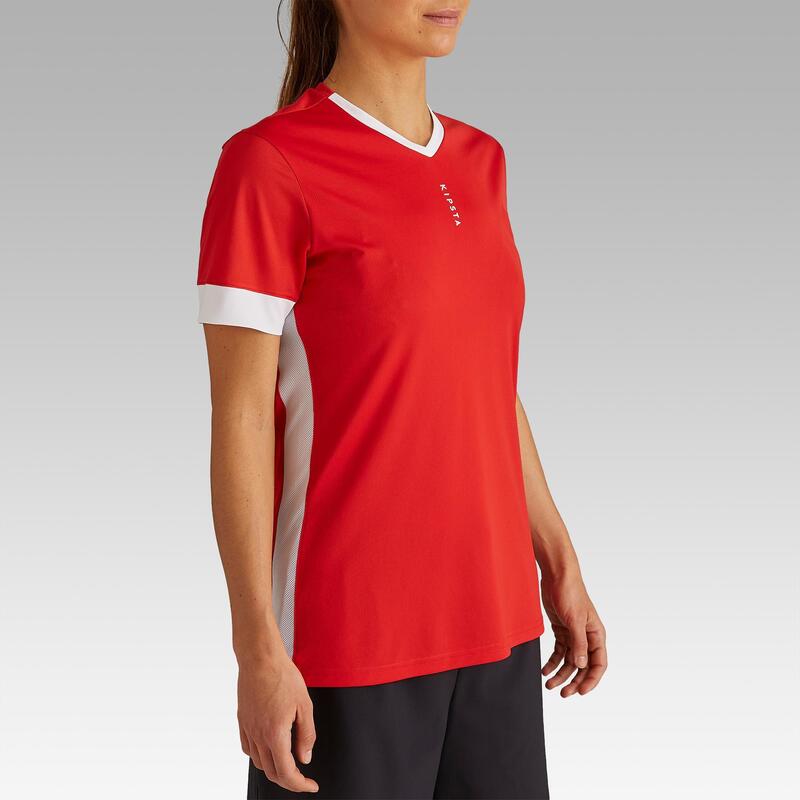 Camiseta de Fútbol F500 Mujer Rojo Blanco