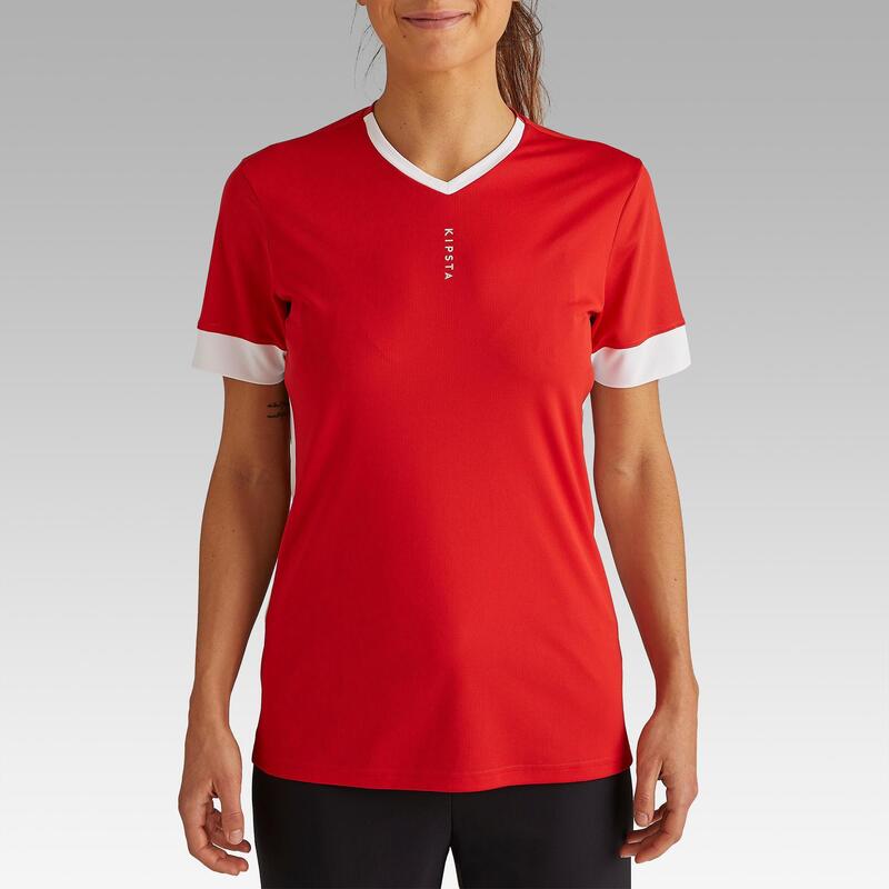 Camiseta de Fútbol F500 Mujer Rojo Blanco