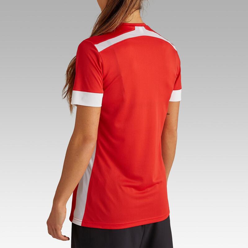 Camiseta de Fútbol F500 Mujer Rojo Blanco