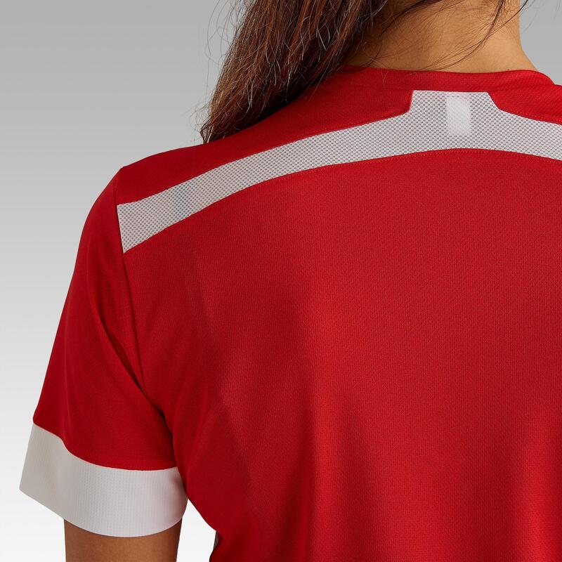 Camiseta de Fútbol F500 Mujer Rojo Blanco